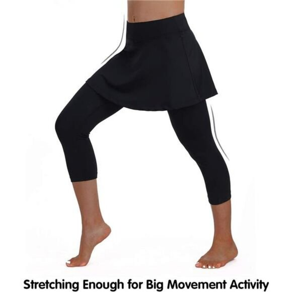 Skirted Leggings with Pockets Yoga Pants Tennis Workout Skort High Waist - Picture 2 of 5